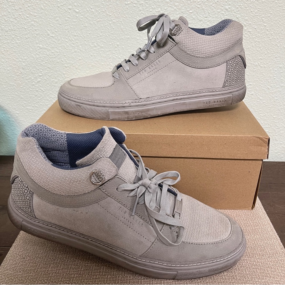 Ted Baker London Komett Men’s Sneakers Grey Suede Tennis Shoes